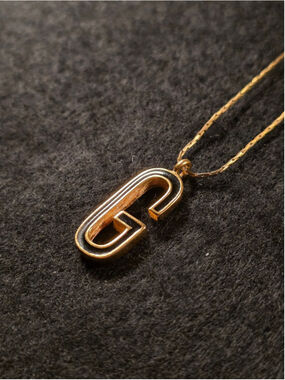 RARE 1981 Givenchy Black Enamel "G" Logo Necklace - Date Stamped